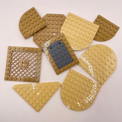 LEGO Medium Plates, Odd Shapes, Mixed Tan, Approx. 60g