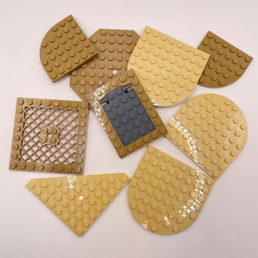 LEGO Medium Plates, Odd Shapes, Mixed Tan, Approx. 60g