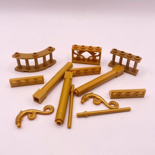 LEGO Building Pieces, Gold and Pearl Gold, 12 Pieces