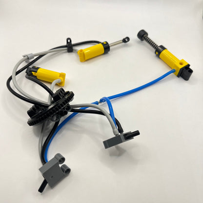 LEGO Pneumatic Pump, 2 Cylinders, 2 Switches and Hose Connections, Plus 56 Teeth Turntable, Mixed Colours, Assembled, Functioning (6+ Pieces)
