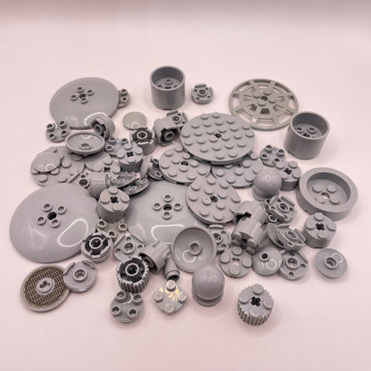 LEGO Round Mixed Plates and Bricks, Light Bluish Grey, Approx. 55g