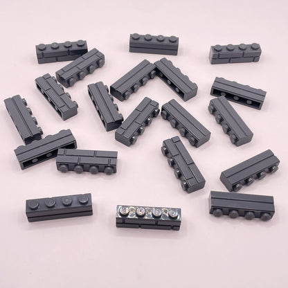 LEGO Dark Bluish Gray 1 x 4 Brick, Masonry, Building, 20 Pieces (15533)