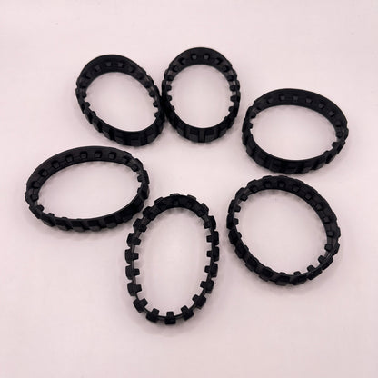 LEGO Rubber Tread, 20 Links, Black, Vehicle Pieces, 6 Pieces