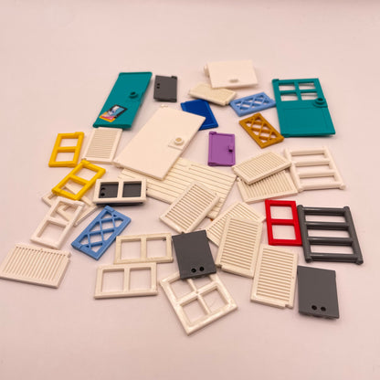 LEGO Inserts, Doors, Windows, Mixed Colours, Building Pieces, 20 Pieces