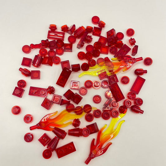 LEGO Transparent Red, With Flames, (100 Pieces)