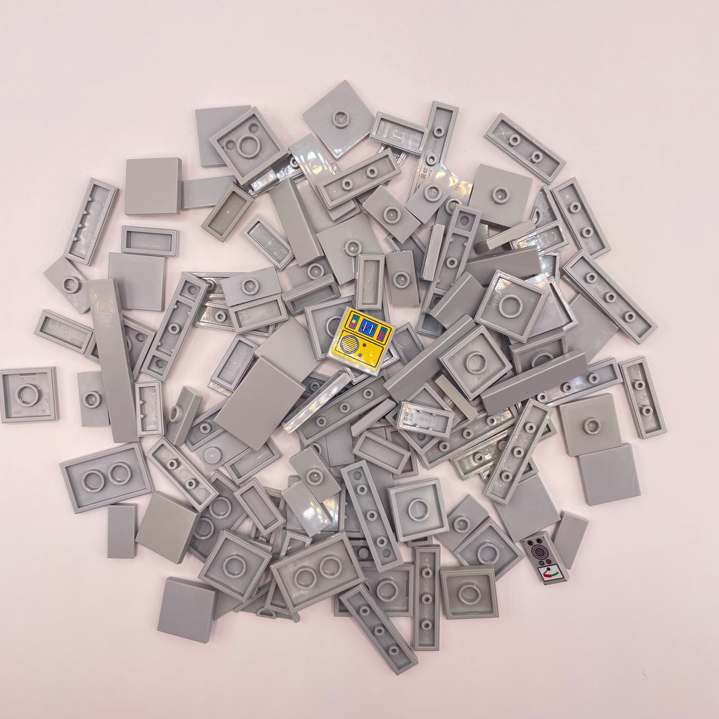 LEGO Mixed Tiles, Light Bluish Grey, Approx. 50g