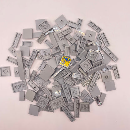 LEGO Mixed Tiles, Light Bluish Grey, Approx. 50g