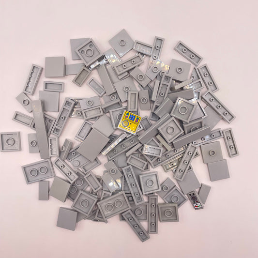 LEGO Mixed Tiles, Light Bluish Grey, Approx. 50g