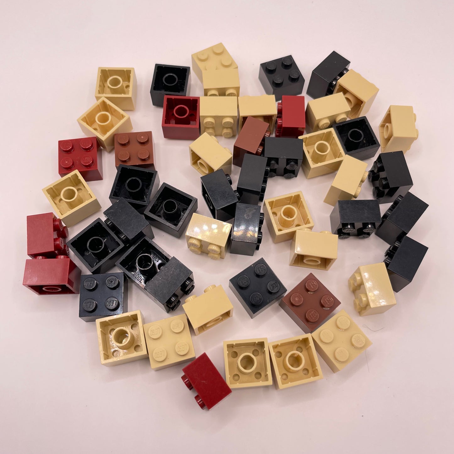 LEGO 2x2 Bricks, Earth Tones, 50 Pieces.