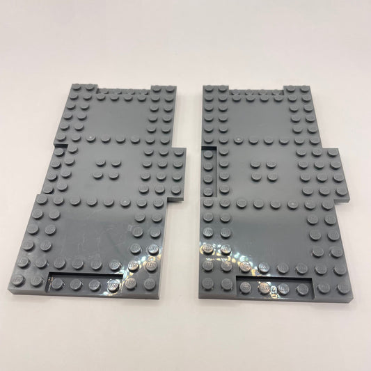 LEGO 8x16 Modified Plates, Dark Bluish Grey, 2 Pieces,