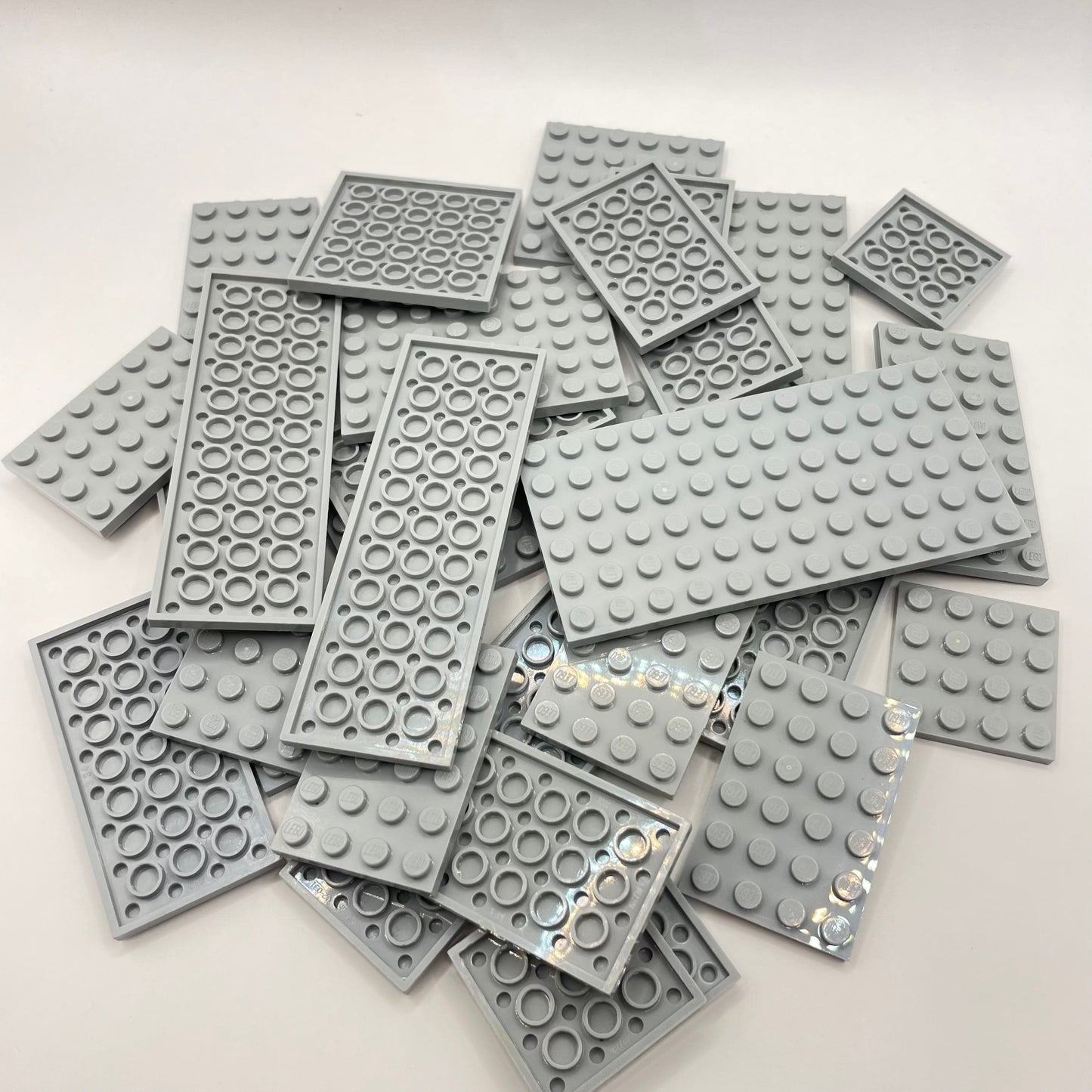 LEGO Light Bluish Grey, Medium Plates, Approx. 110g