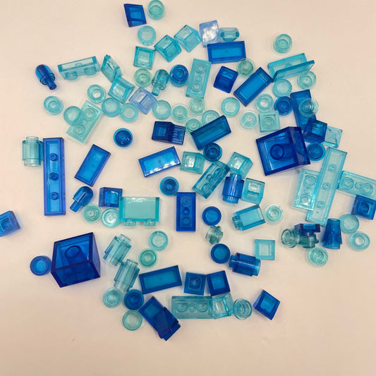 LEGO Transparent Blue, Mixed Pieces (100 Pieces)
