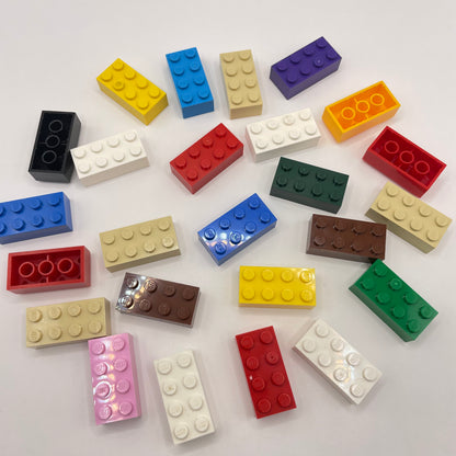 LEGO 2 x 4 Bricks, Mixed Colours, 25 Pieces