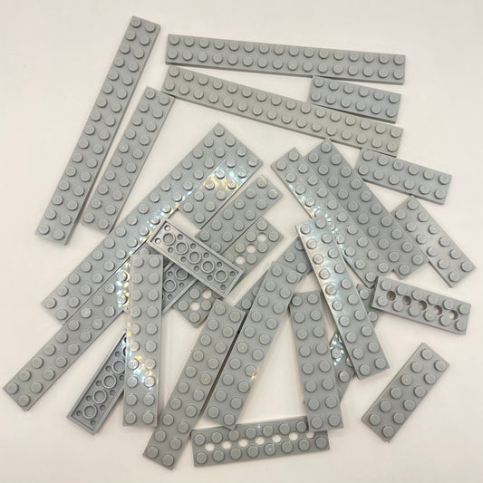 LEGO Long Plates 2x Wide, Light Bluish Grey, Approx. 70g