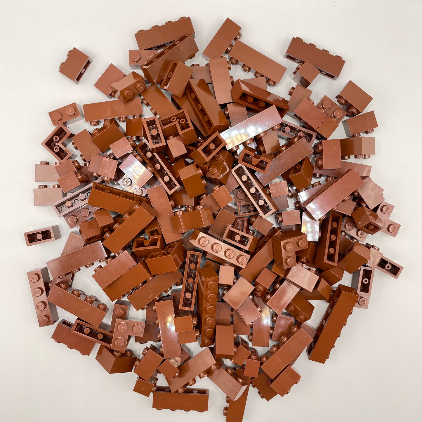 LEGO Bricks 1x Wide, Short, Reddish Brown, Approx. 200g