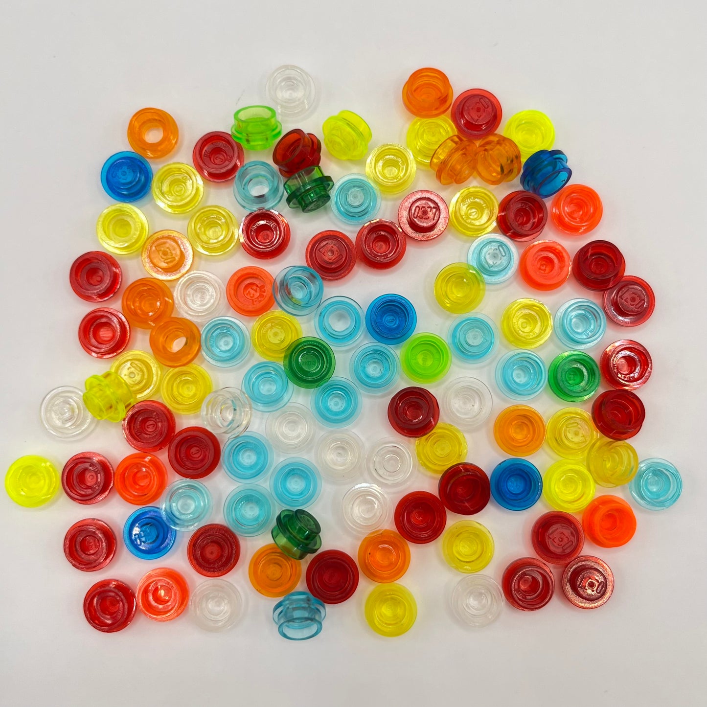 LEGO Mixed Colours, Transparent, 1x1 Round, (100 Pieces)