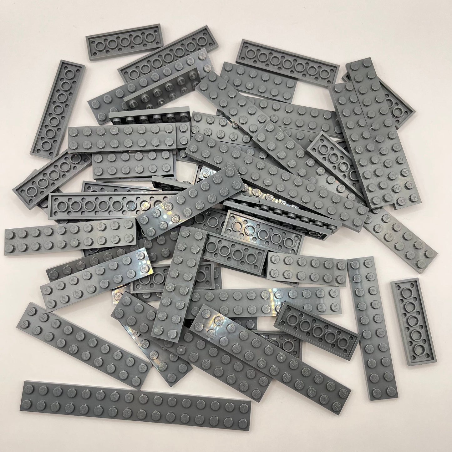 LEGO Dark Bluish Grey, 2x Medium and Long Plates, Approx. 130g