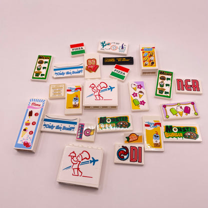 LEGO Prints and Stickers, Food/Café, White, Mixed Pieces, 25 Pieces