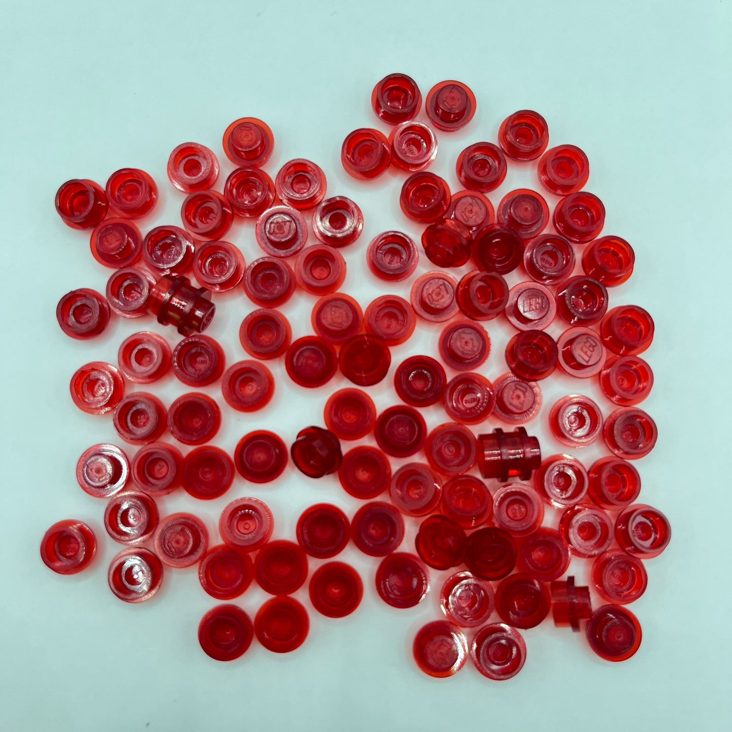 LEGO 1x1 Round Trans-Red, Plate Transparent (100 Pieces)
