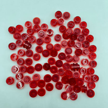 LEGO 1x1 Round Trans-Red, Plate Transparent (100 Pieces)