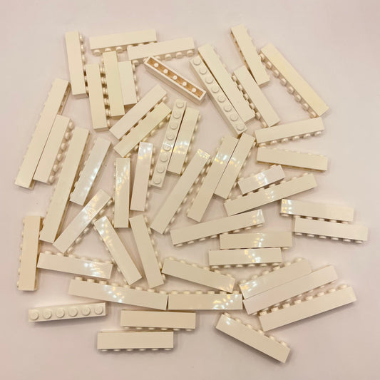 LEGO Bricks 1x Wide, White, Approx. 125g