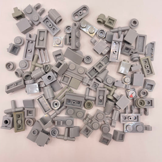 LEGO Greebling, Mixed Light Grey, 100 Pieces