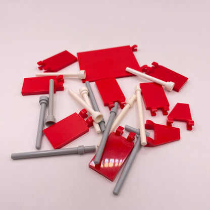 LEGO Plain Red Flags / Poles, 22 Pieces