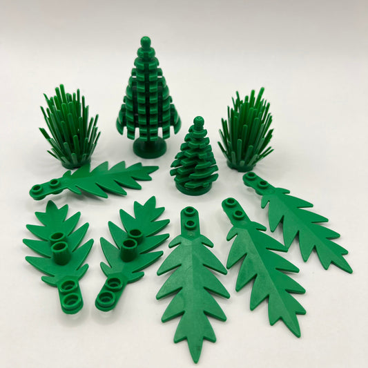 LEGO Pine Trees, Palm leaves, Spiky Bush, Green, 10 Pieces