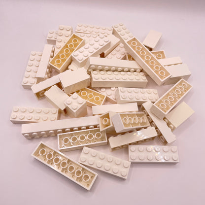 LEGO Bricks, Long, 2x Wide, White, Approx. 140g