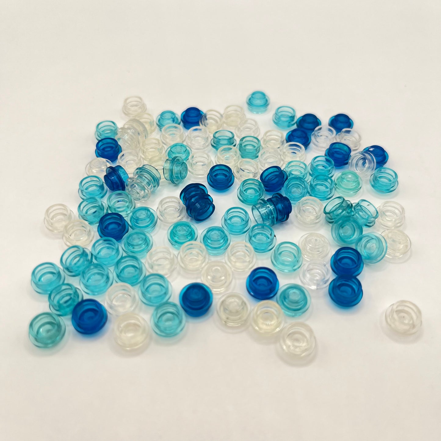 LEGO  Blue And Clear ,Transparent, 1x1 Round, (100 Pieces)