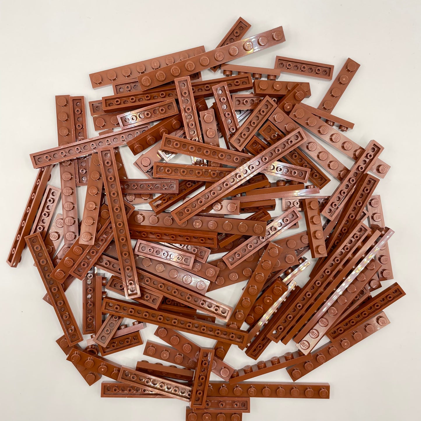 LEGO  Plates, 1x Wide, Long, Reddish Brown, Approx. 110g