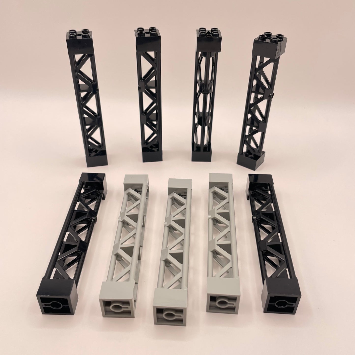 LEGO Girders, Building Pieces, Black and Grey, 9 Pieces