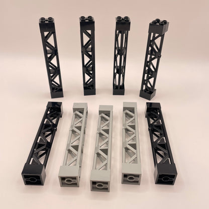 LEGO Girders, Building Pieces, Black and Grey, 9 Pieces