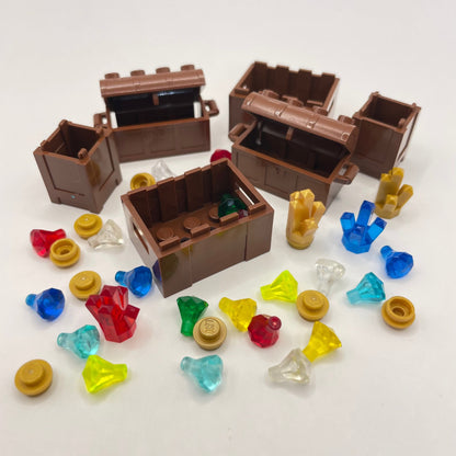 LEGO Treasure Chests, Containers, Gold, Treasure, Gems, Mixed Colours, 50 Pieces
