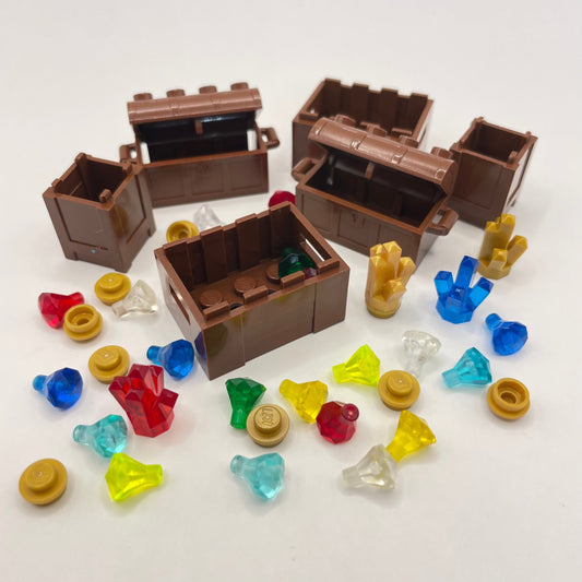 LEGO Treasure Chests, Containers, Gold, Treasure, Gems, Mixed Colours, 50 Pieces
