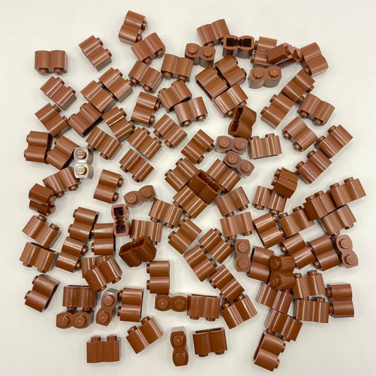 LEGO Reddish Brown Log Profile Bricks 1x2 (100 Pieces)