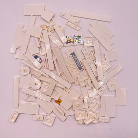 LEGO Mixed Tiles, Some Prints, White, Approx. 50g