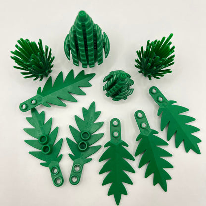 LEGO Pine Trees, Palm leaves, Spiky Bush, Green, 10 Pieces