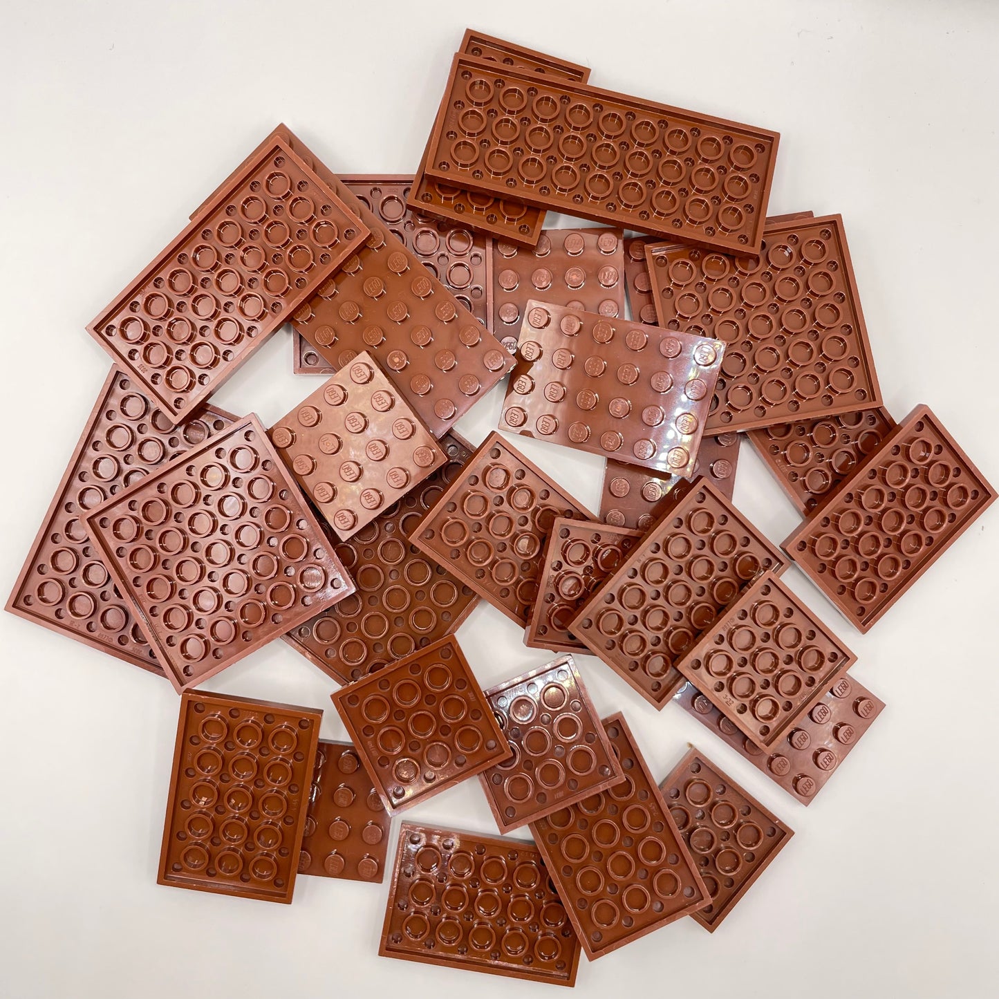 LEGO Medium Plates, Reddish Brown, Approx. 100g