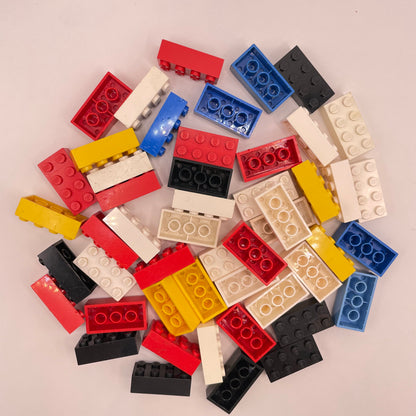 LEGO 2 x 4 Bricks, Mixed Colours, 50 Pieces, Good/Fair condition