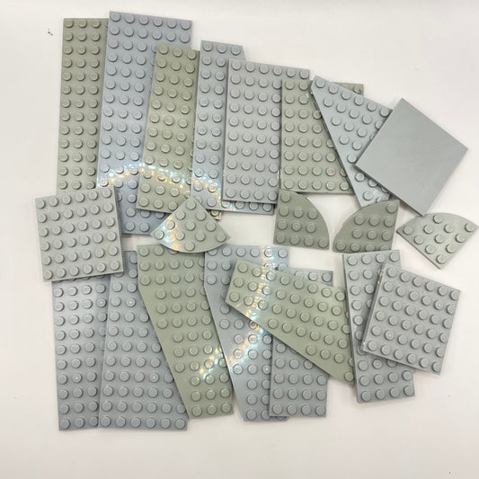 LEGO Medium Plates, Light Grey, Approx. 130g