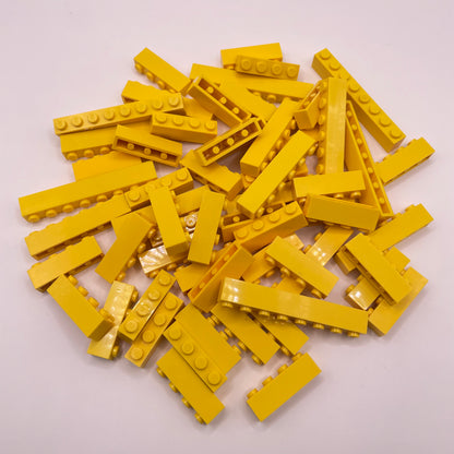 LEGO Bricks, Long, 1x Wide, Yellow, Approx. 110g