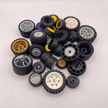 LEGO Mixed Wheels, Mixed Colours, Vehicle Pieces, Approx. 220g
