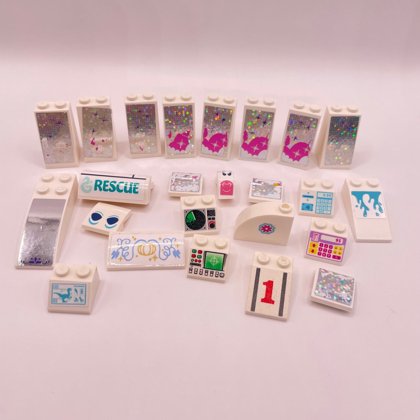 LEGO Slopes, Printed and Stickers, White, Approx. 30g