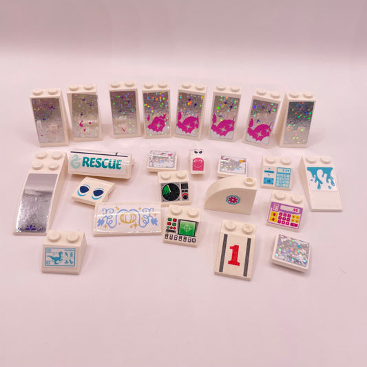 LEGO Slopes, Printed and Stickers, White, Approx. 30g