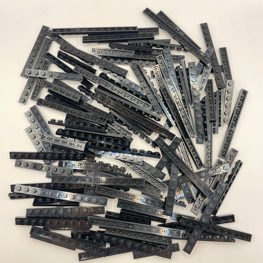 LEGO Long Plates, 1x Wide, Black, Approx. 170g