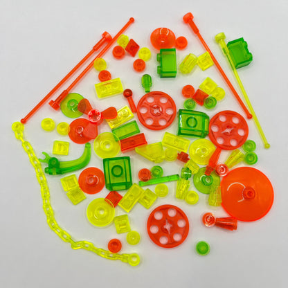 LEGO Mixed Trans-Neon, Mixed Pieces, Transparent (70 Pieces)