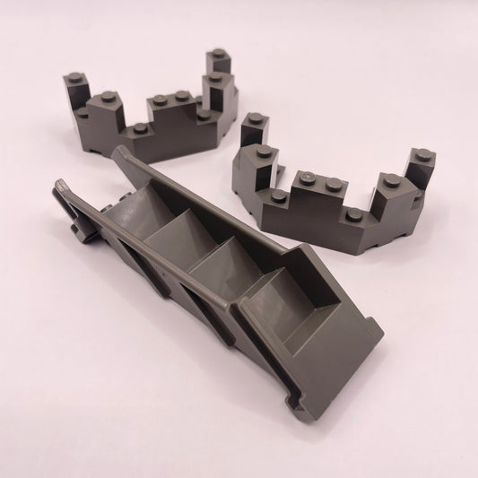 LEGO Turret Top, Castle, Stairs, Old Dark Grey, 3 Pieces