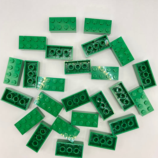 LEGO 2 x 4 Bricks, Green, 25 Pieces