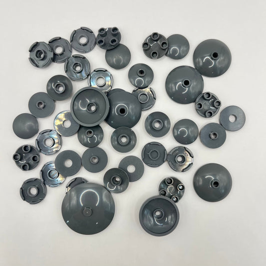 LEGO Dark Bluish Grey, Round Tiles and Dishes, Approx. 15g